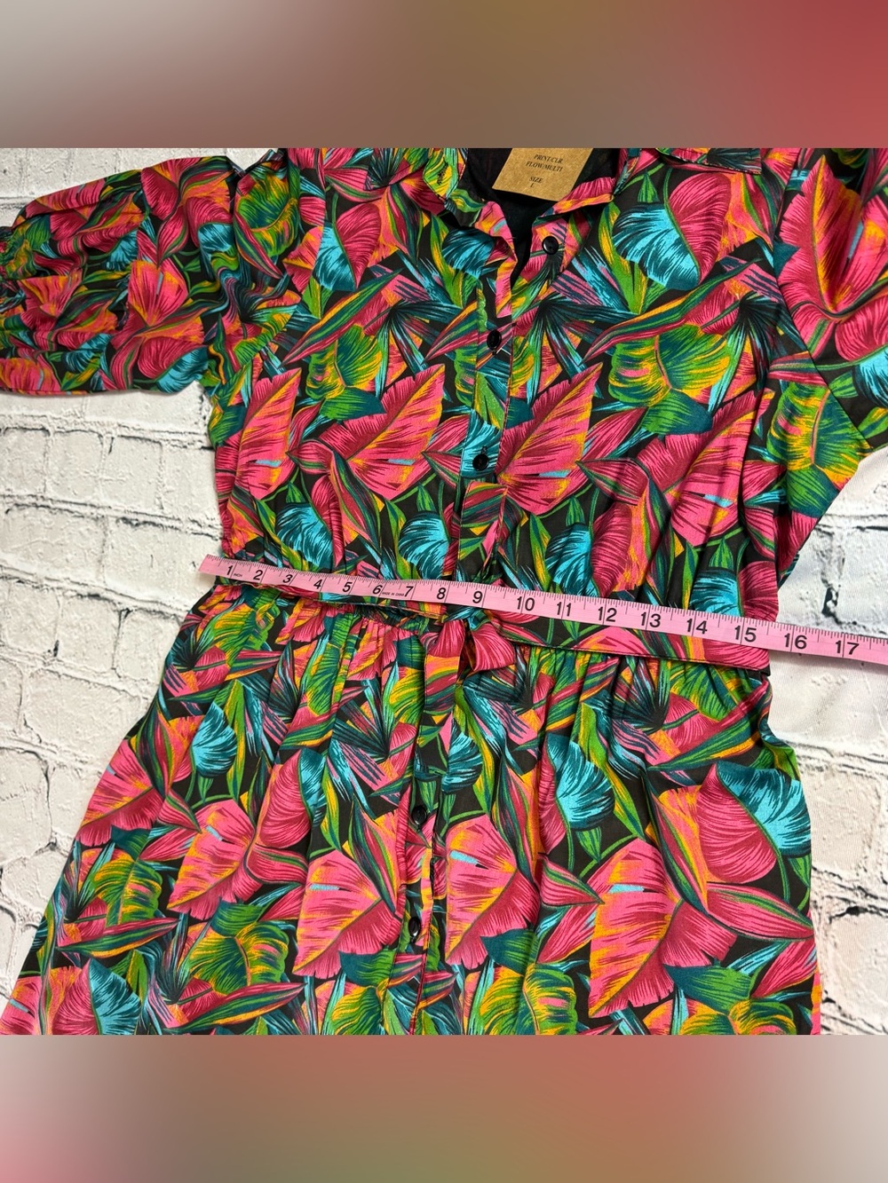 Naoo NWT Colorful Tropical Floral Print Button-Front Maxi Dress A-Line Size L - Picture 6 of 9